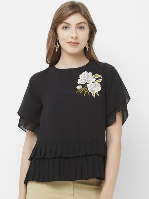 

Soie Women Black Solid Peplum Top