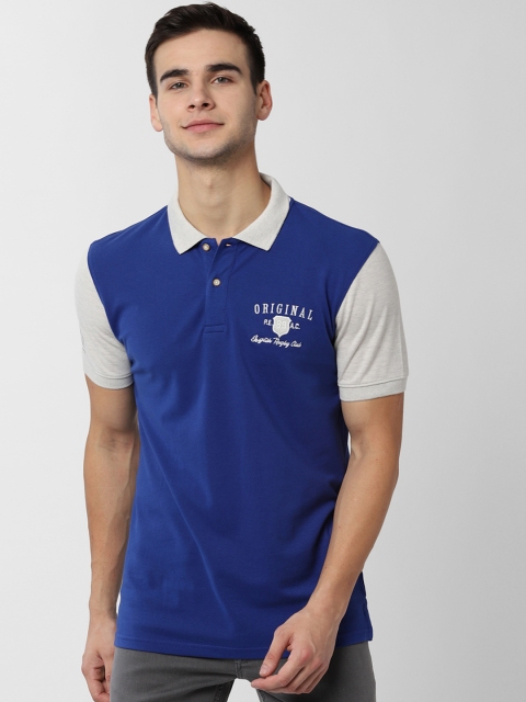 

Peter England Casuals Men Blue Solid Polo Collar T-shirt