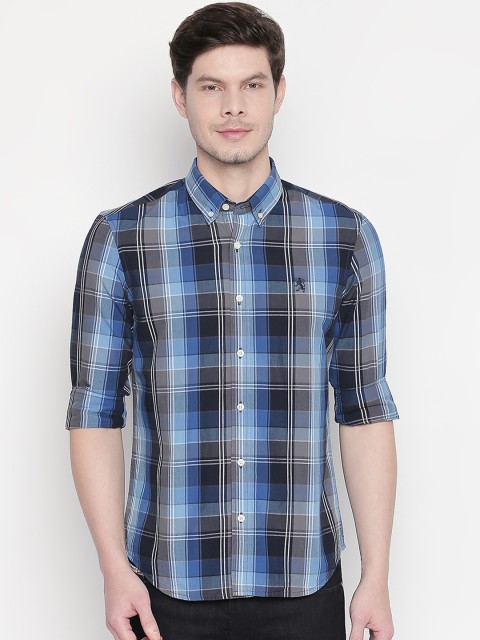 

GIORDANO Men Blue & Black Regular Fit Checked Casual Shirt