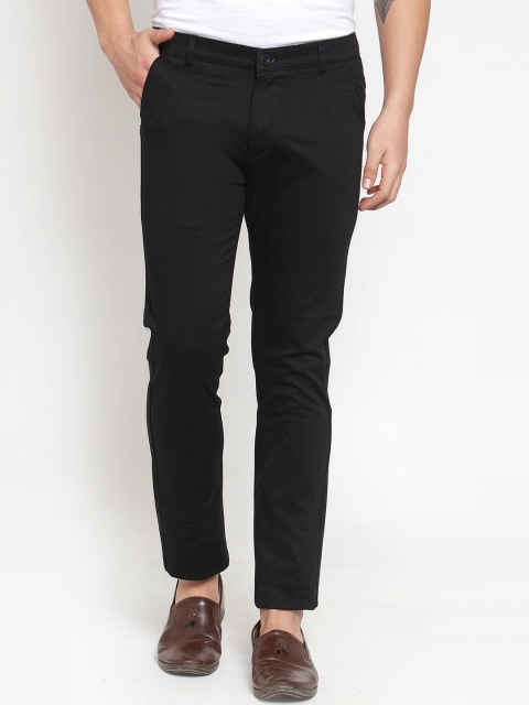

Rodamo Men Black Slim Fit Solid Regular Trousers