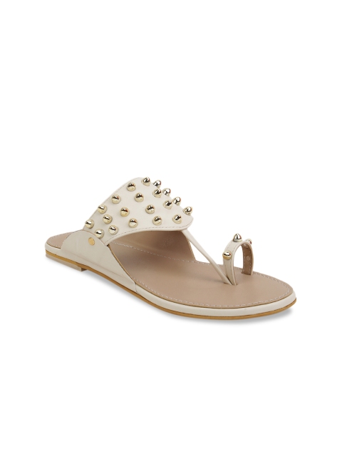 

SCENTRA Women Off-White Embellished Open Toe Flats