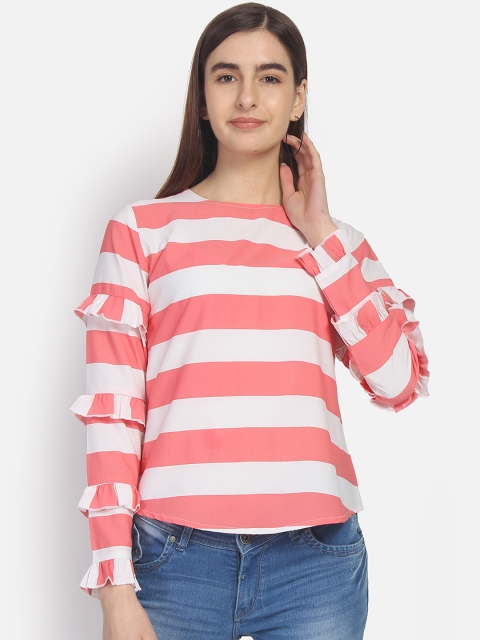 

Yaadleen Women Pink And White Striped Top