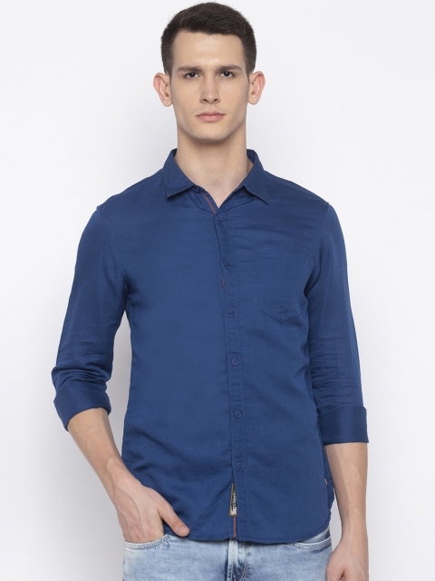 

SPYKAR Men Navy Blue Slim Fit Solid Casual Shirt