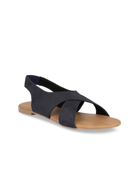 

SOLES Women Navy Blue Solid Suede One Toe Flats