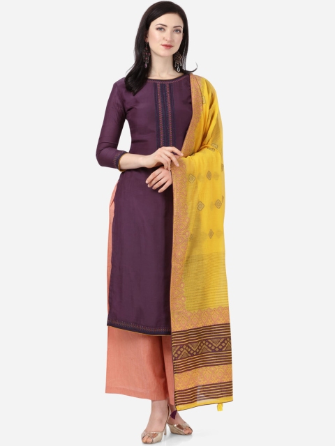 

Stylee LIFESTYLE Purple & Peach-Coloured Art Silk Unstitched Dress Material