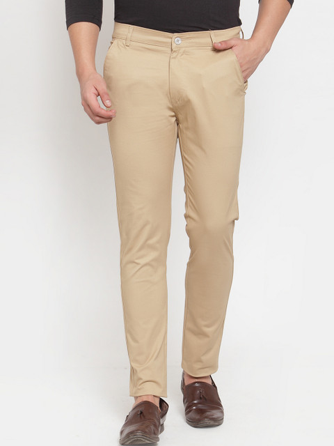 

Rodamo Men Khaki Slim Fit Solid Regular Trousers