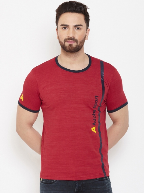 

Adobe Men Red Printed Round Neck T-shirt
