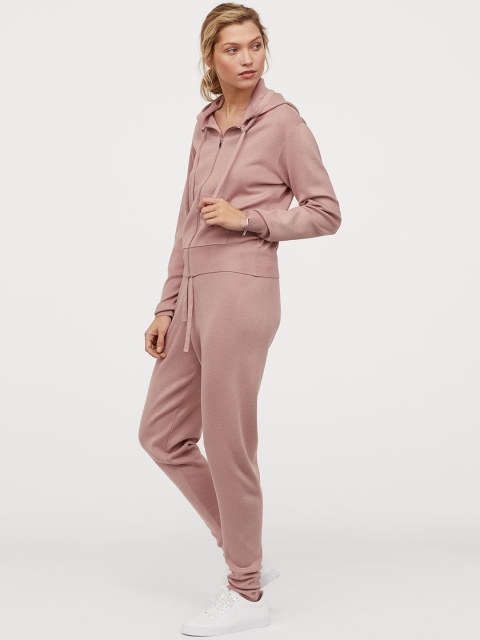 

H&M Women Orange Fine-Knit Hooded Jacket