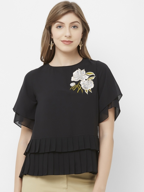 

Soie Women Black Solid Peplum Top