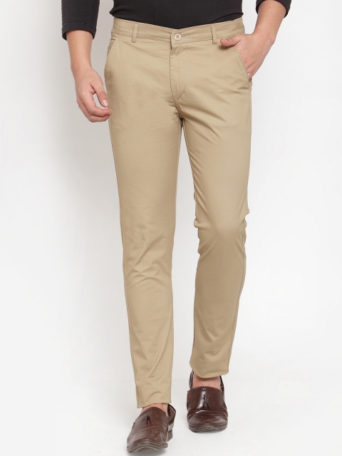 

Rodamo Men Khaki Slim Fit Solid Regular Trousers