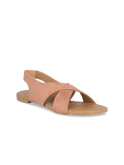 

SOLES Women Pink Solid Suede Open Toe Flats