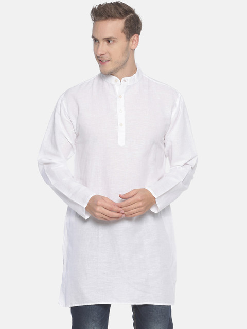 

Sethukrishna Men White Solid Straight Kurta