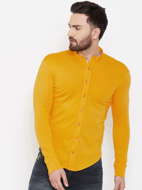 

GESPO Men Mustard Yellow Slim Fit Solid Casual Shirt