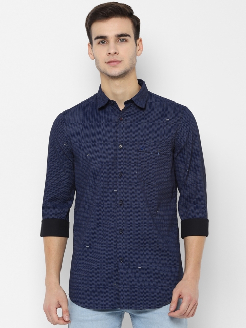 

Allen Solly Men Navy Blue Slim Fit Printed Casual Shirt