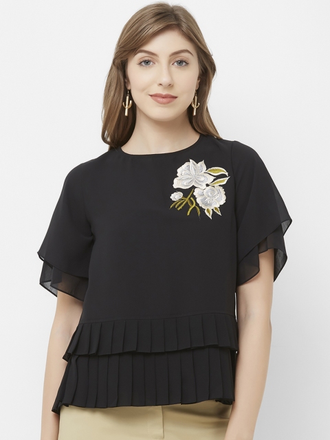 

Soie Women Black Solid Peplum Top