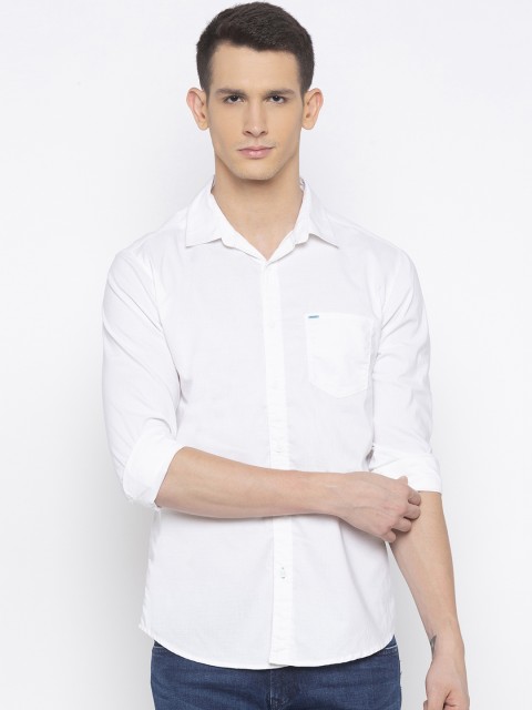 

SPYKAR Men White Slim Fit Solid Casual Shirt