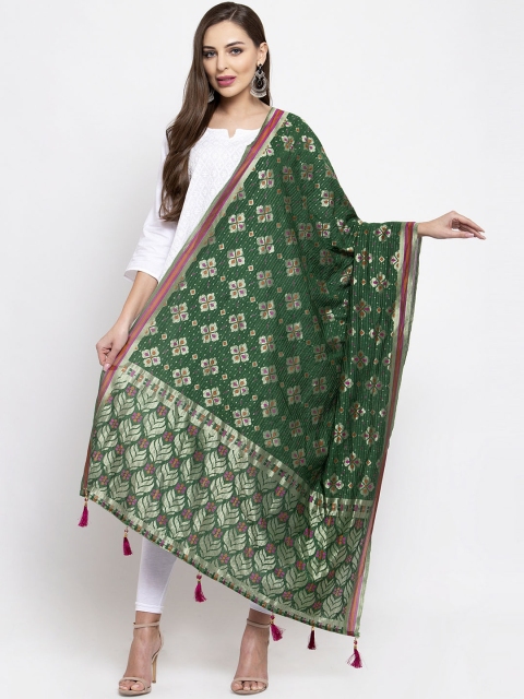 

Sugathari Green Woven Design Dupatta