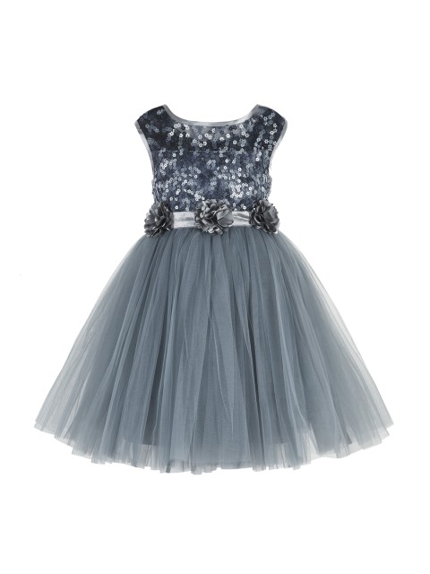 

Toy Balloon kids Girls Grey Embellished Fit and Flare Dress