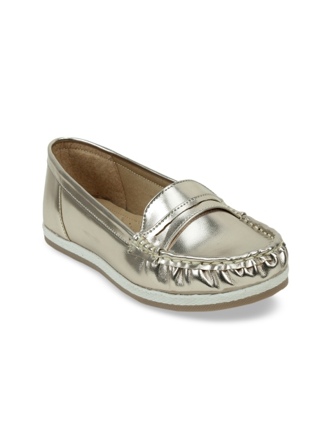 

SCENTRA Women Gold-Toned Solid Loafers