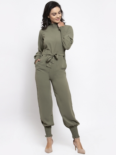 

Jompers Women Green Solid Basic Jumpsuit