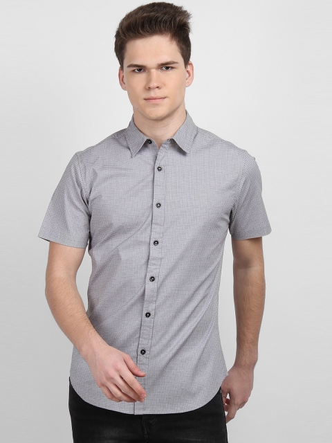 

LA LOFT Men Grey Regular Fit Checked Casual Shirt
