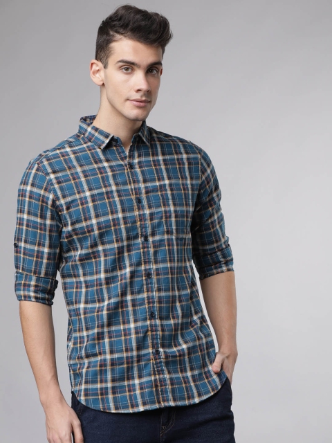 

Ecko Unltd Men Navy Blue Slim Fit Checked Casual Shirt