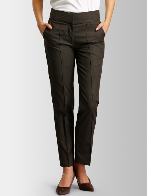 

FableStreet Women Brown Regular Fit Solid Peg Trousers