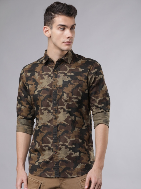 

Ecko Unltd Men Khaki Slim Fit Printed Casual Shirt