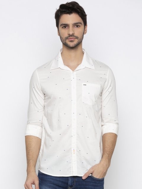 

SPYKAR Men Cream-Coloured Slim Fit Printed Casual Shirt