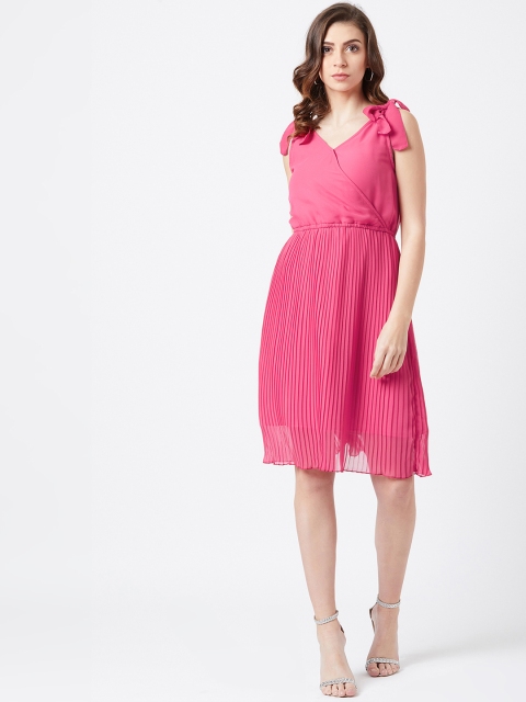 

The Dry State Women Pink Solid Fit and Flare Dress