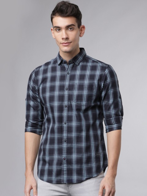 

Ecko Unltd Men Navy Blue Slim Fit Checked Casual Shirt