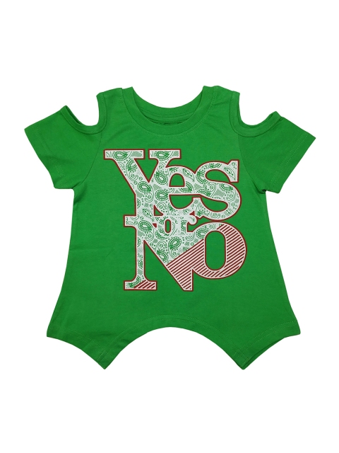 

KiddoPanti Girls Green Printed Top