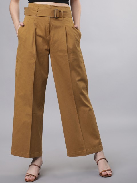 

Tokyo Talkies Women Khaki Brown Regular Fit Solid Culottes