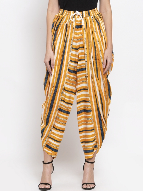

Jompers Women Yellow & White Striped Dhoti