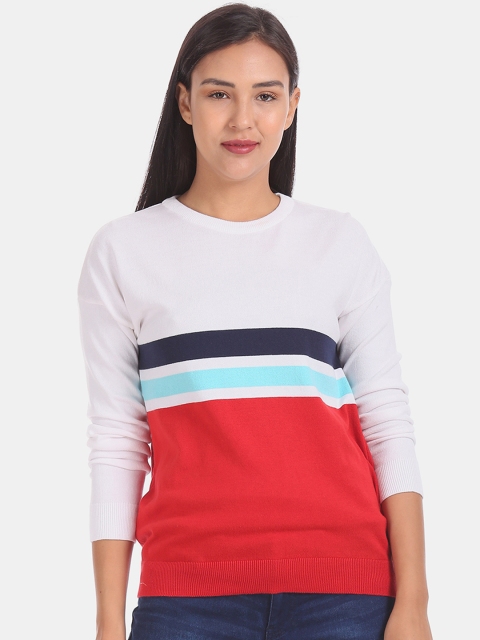 

Cherokee Women White And Red Striped Top
