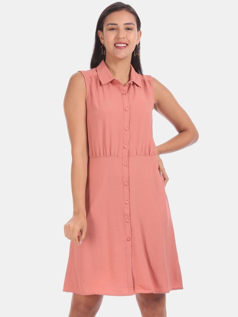 

Elle Women Pink Solid Shirt Dress