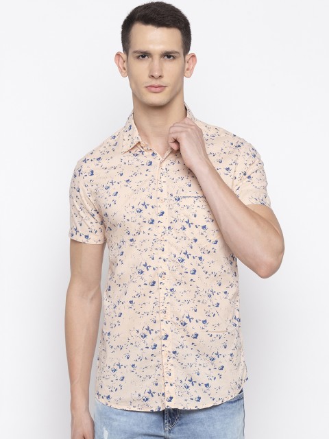 

SPYKAR Men Peach-Coloured Printed Shirt