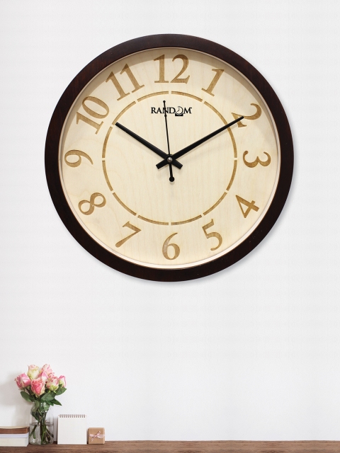 

RANDOM Brown Round Solid 25 cm Analogue Wall Clock