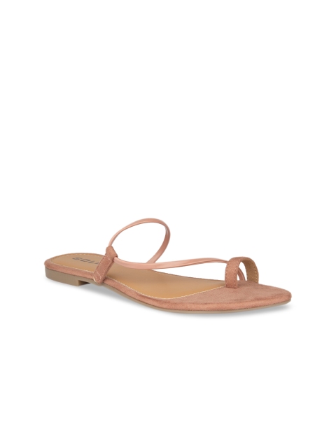 

SOLES Women Pink Solid Suede One Toe Flats