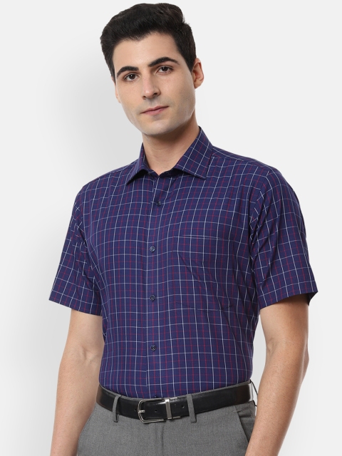 

Van Heusen Men Blue Manhattan Regular Fit Checked Formal Shirt