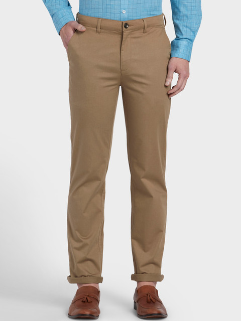 

ColorPlus Men Khaki Brown Tapered Fit Solid Regular Trousers