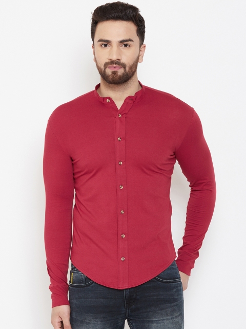 

GESPO Men Red Slim Fit Solid Casual Shirt