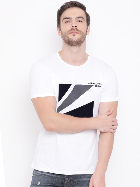 

Antony Morato Men White Printed Round Neck T-shirt