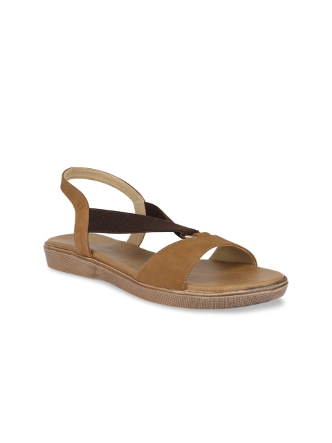 

SOLES Women Brown Solid Suede Open Toe Flats