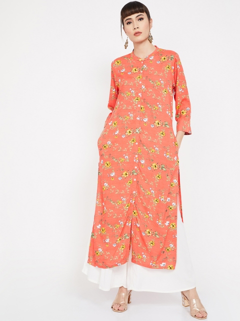 

Melange by Lifestyle Women Peach Printed Straight Kurta