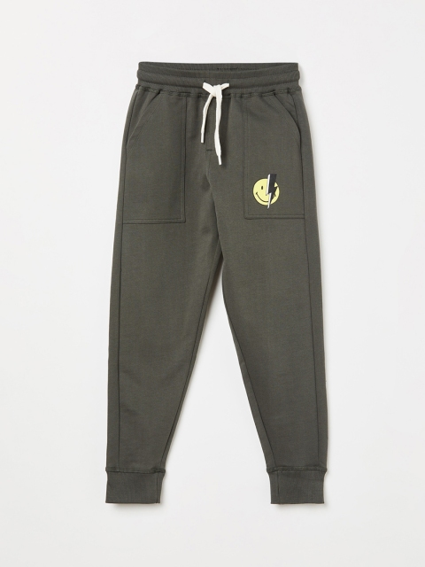 

Smiley World Boys Olive Green Solid Joggers