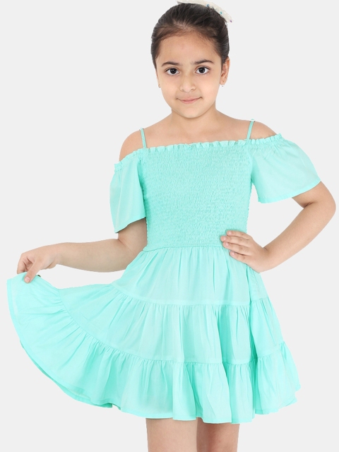 

naughty ninos Girls Sea Green Solid Fit and Flare Dress
