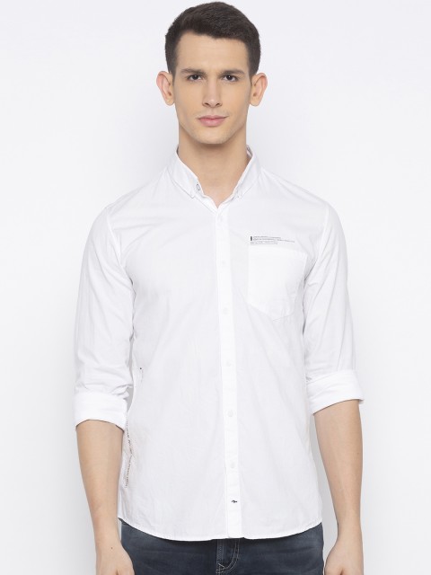 

SPYKAR Men White Slim Fit Solid Casual Shirt