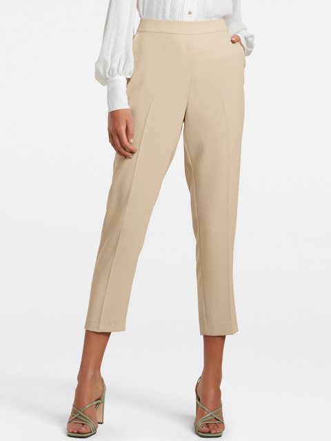 

Forever New Women Beige Slim Fit Solid Peg Trousers