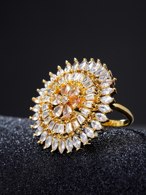 

Bhana Fashion Gold-Plated & White AD-Studded Handcrafted Finger Ring